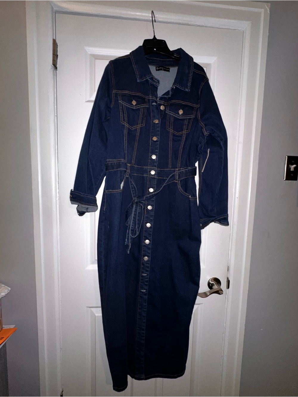 Brand New Fashion to Figure Navy Denim Button-Front Maxi Dress